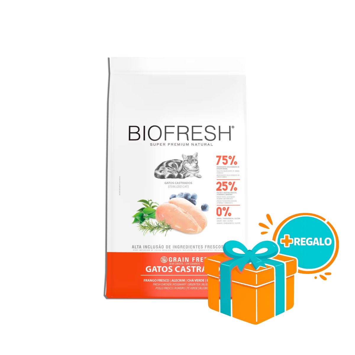 BIOFRESH Gato Castrado 1,5Kg Pollo + REGALO