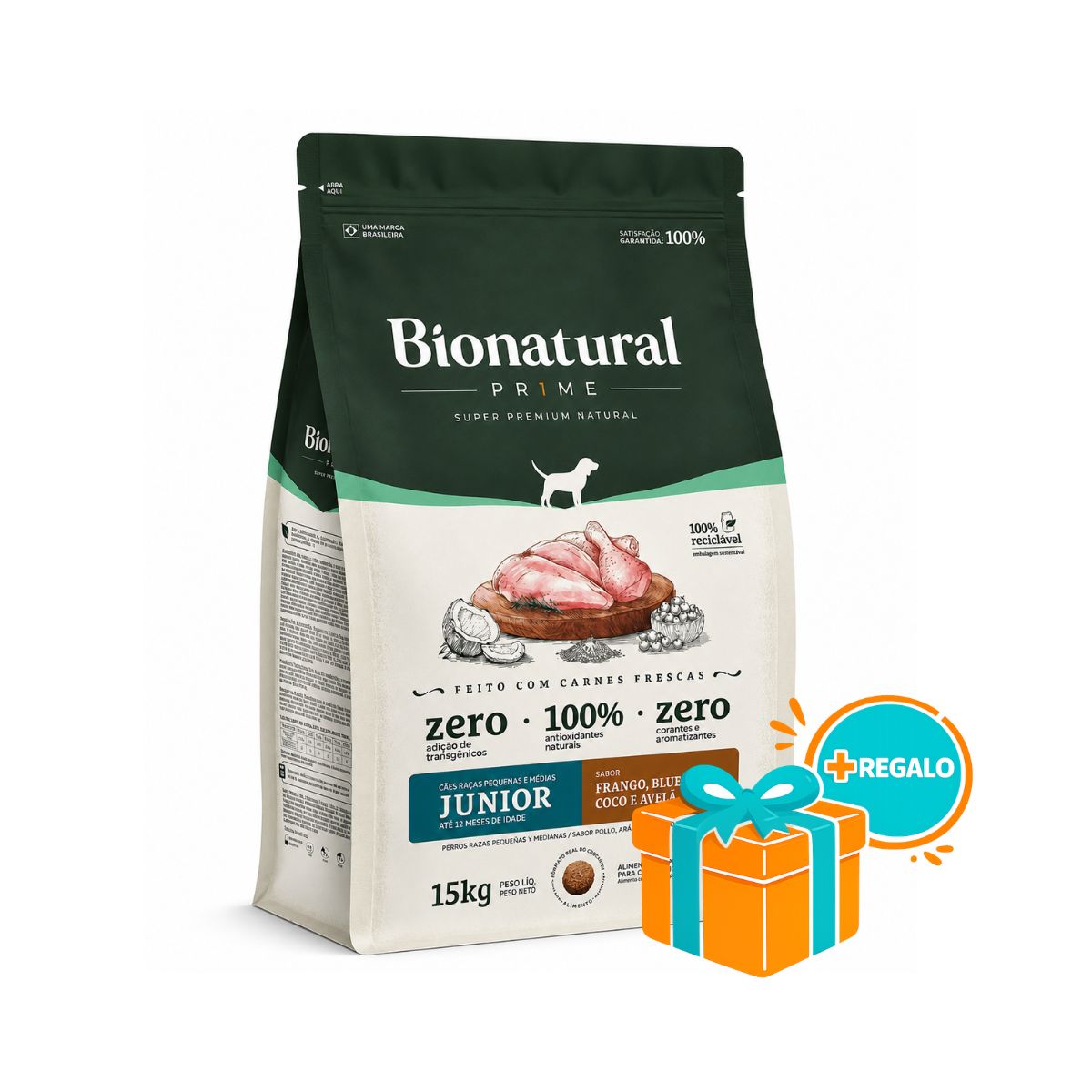 BIONATURAL PRIME CACHORRO RAZAS MEDIANAS Y GRANDES 15 KG
