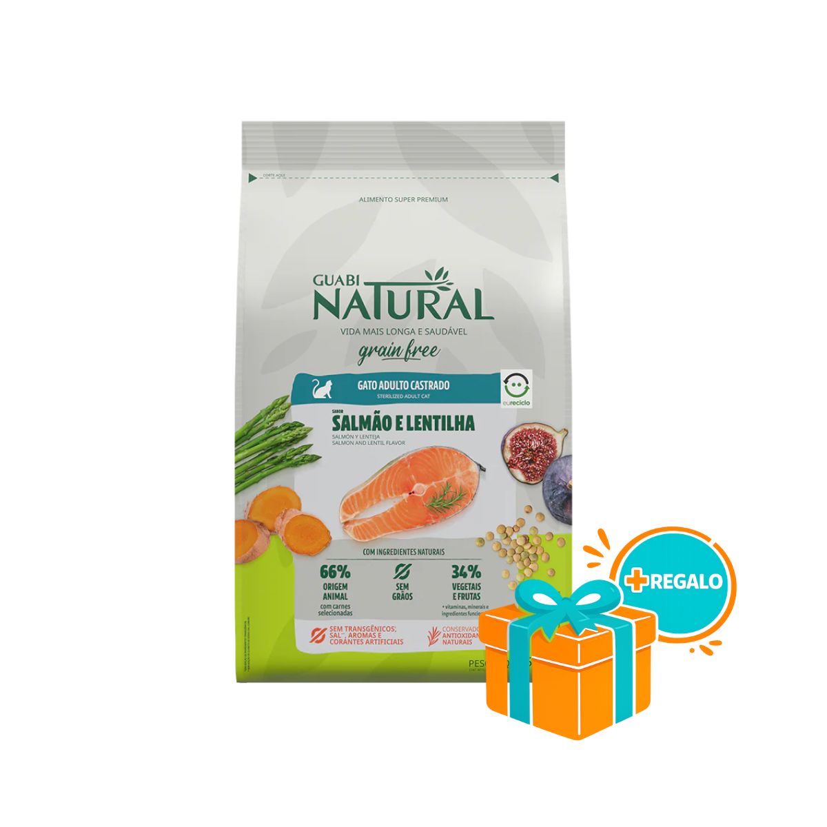Guabi Natural Grain Free Gato Castrado Salmon y Lenteja 7.5Kg Con Regalo