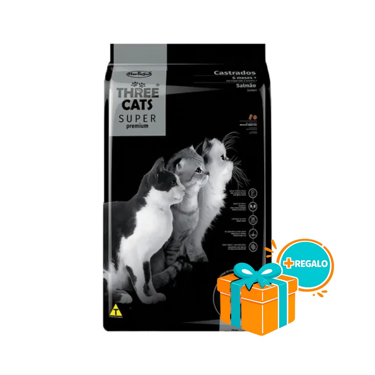 Alimento THREE CATS Super Premium Adulto Salmón 15 kg