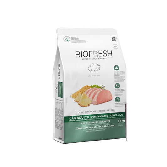 BIOFRESH ADULTO RAZA GRANDE 15KG CERDO Y ANANÁ + REGALO