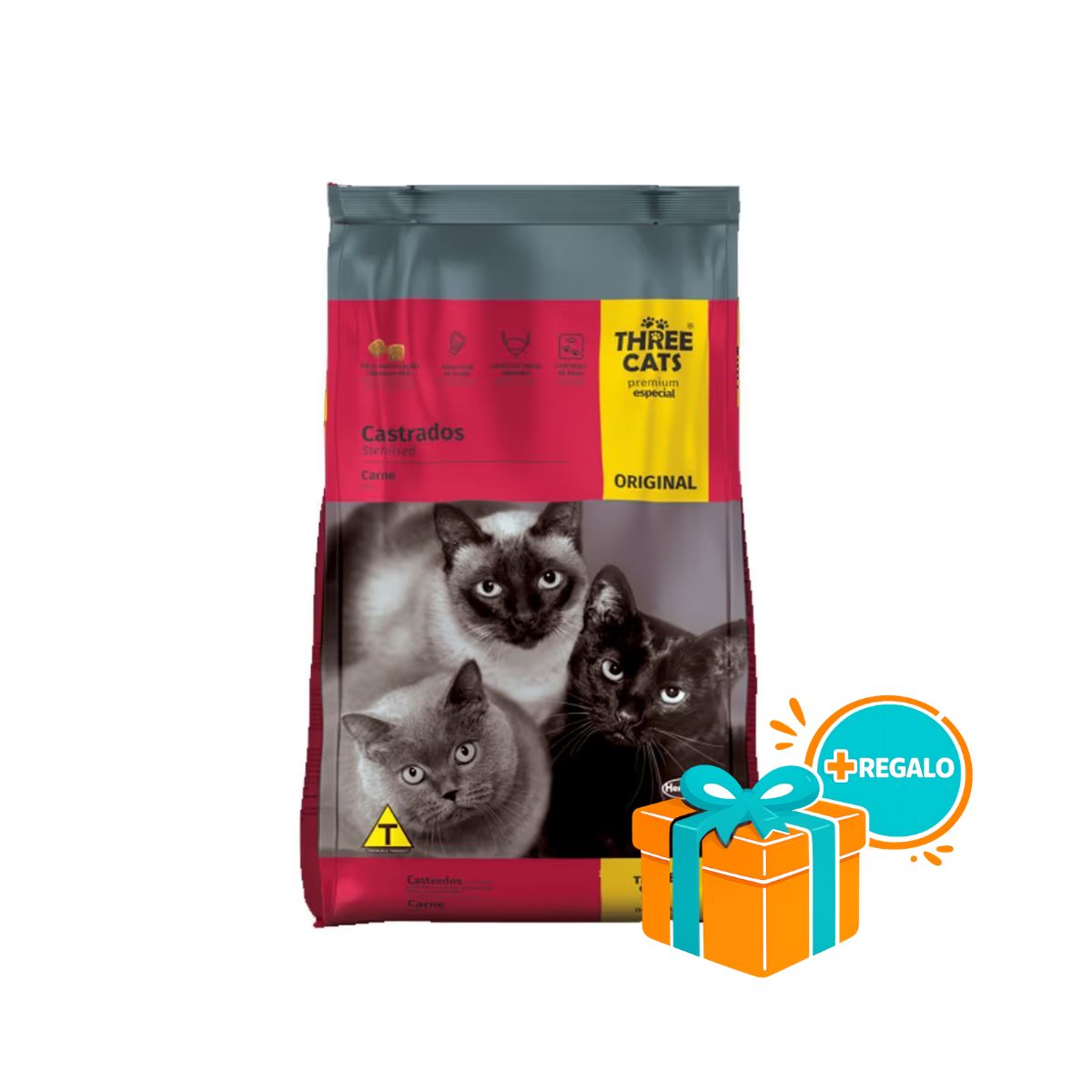 THREE CATS Familia Original Gato Castrado 10 kg + REGALO