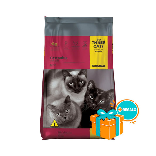 Three Cats Premium Original Gato Adulto Castrado 15Kg con Regalo