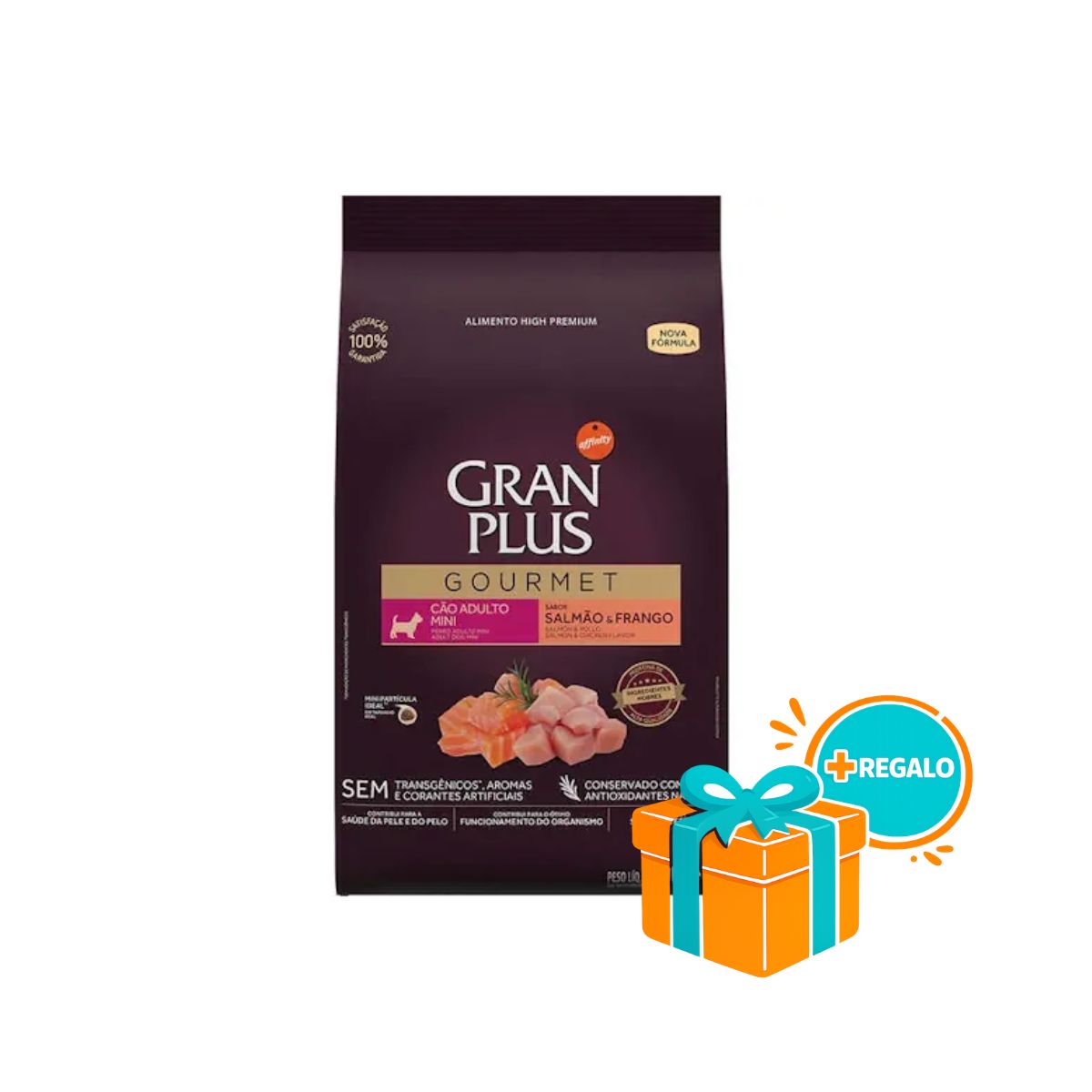 Alimento GRANPLUS Perro Gourmet Adulto Mini Sabor Salmon y Pollo 10,1 kg + Regalo