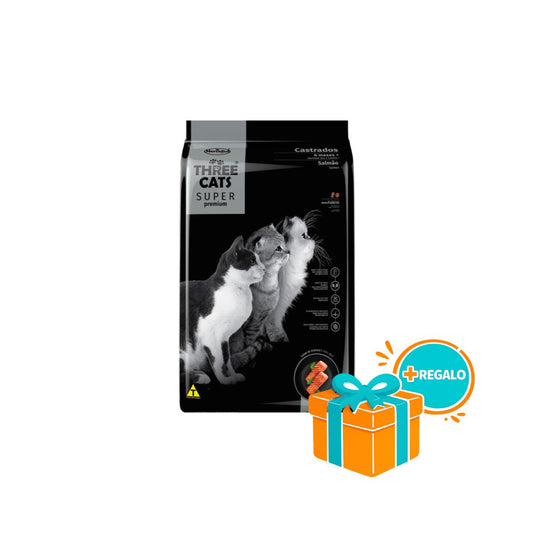 Alimento THREE CATS Super Premium Castrados 3kg Salmón